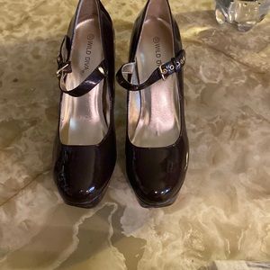 Brown patent leather stilettos size 10